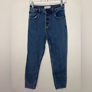 Abercrombie & Fitch The Mom High Rise Curve Love High-Waisted Blue Denim Jeans